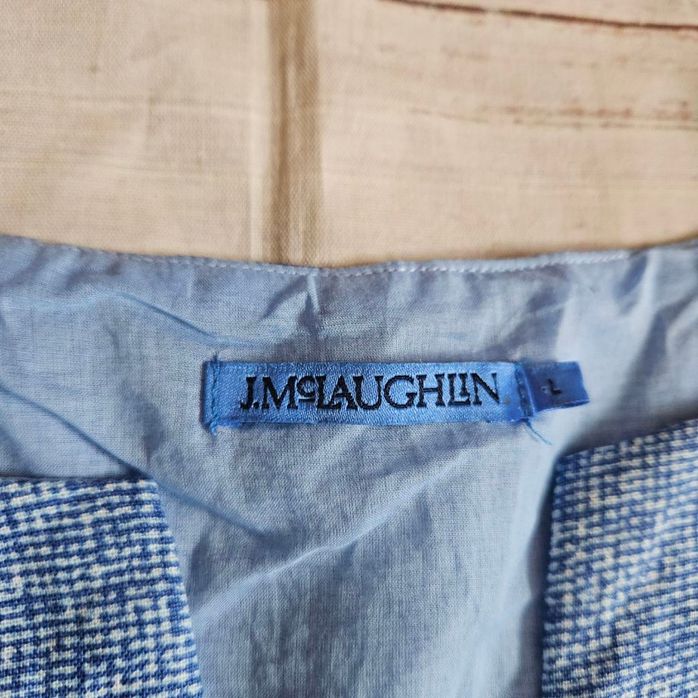 J. McLaughlin Rue Linen Dress Blue Shift Sleeveless Womens Large - Picture 3 of 6